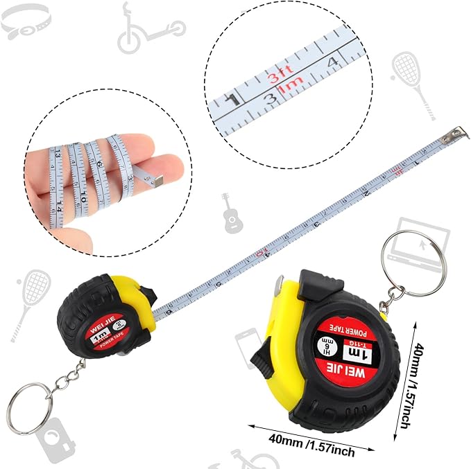 96 Pcs Mini Screwdriver Keychain Tape Measure Keychains Set Mens Gift Bulk Retractable for Adult Xmas Tool Birthday Party