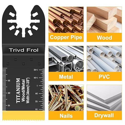 25 PCS Titanium Oscillating Tool Blade Metal Cutting, Universal Multi Tool Blades for Metal Nails Wood Plastic and Hard Material, Oscillating Saw Blades Fit Dewalt Milwaukee Ryobi