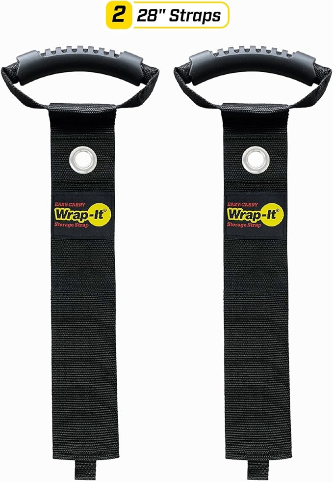 Easy-Carry Wrap-It Storage Straps - 28??(2-Pack) Black with Grommet - Cord Wrap and Hose Organizer for Your RV Tool Kit