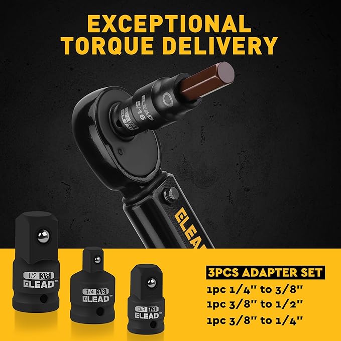 16-Piece SAE Hex Bit Impact Socket Set - Premium S2 Steel 5/64"-9/16" Allen Socket Set with Socket Adapters, 1/4?? 3/8??and 1/2??Drive | Professional Mechanic Garage Tools