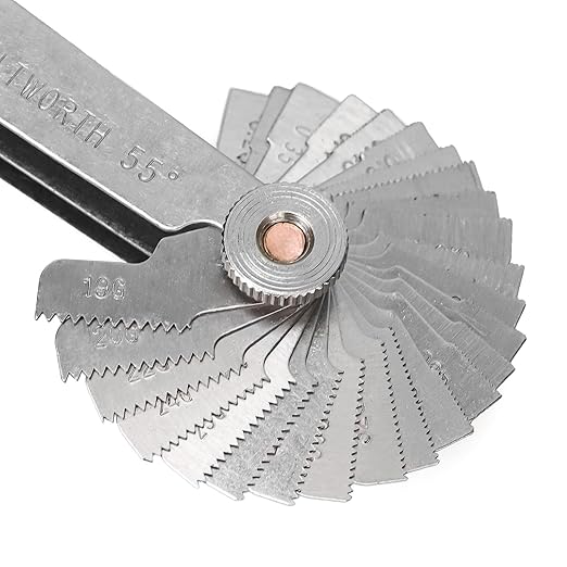 Thread Pitch Gauges Measure Tool Set,Stainless Steel Thread Gauges, Metric & Imperial Screw Gauge SAE Whitworth 55 Degree & Metrisch 60 Degree Thread Pitch Gauge for Industrial Measurement