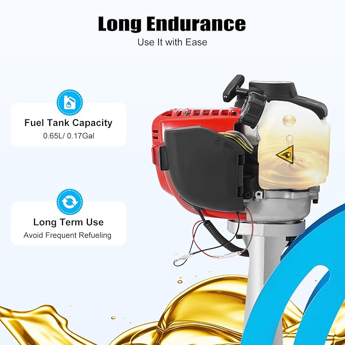 4-Stroke Gas Concrete Vibrating Machine, 900W 35.8CC Commercial Power Screed Vibrating Screed Power Unit Concrete Wet Screed Gasoline Cement Vibrator with 0.65L Fuel Tank for Pavement & Bridge Decks