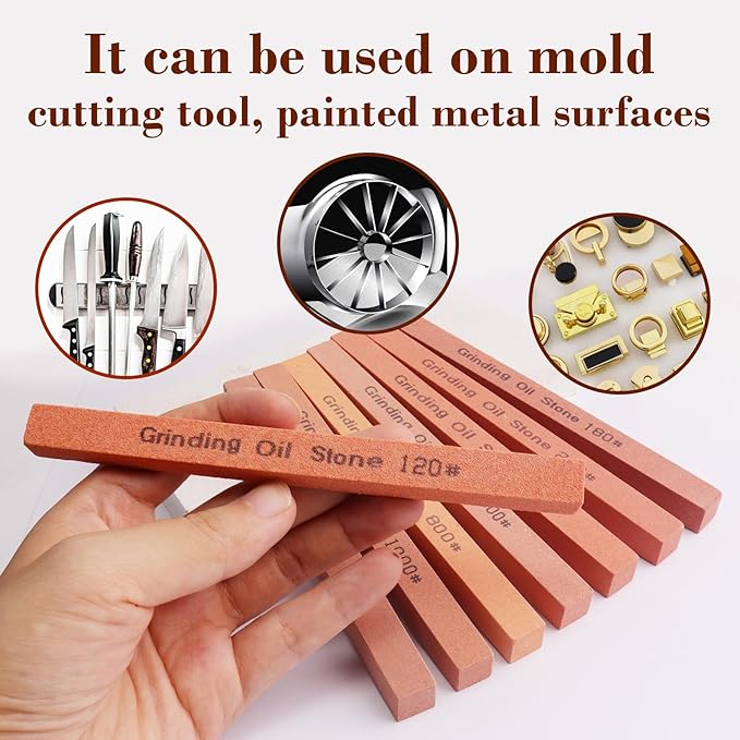 Sharpening Stone Set,8pcs Rectangular Sanding Sticks Knife White Corundum Oil Stone for Knife,Most DIY Bladed&Cutting Tool-120#,180#,240#,320#,600#,800#,1000#,1200#(5.91x0.47x0.47inch)