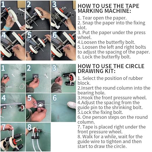 BAUSATZ Floor Tape Applicator竊똌anual Pushing Tape Marking Machine, Tape bonding Machine, Used for Floor Marking, Decoration Protection and Laying,Can Draw arcs, Curves, and Straight Lines