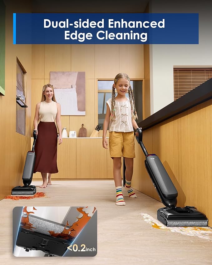 Tineco Wet Dry Vacuum Cleaner 22kPa Suction Floor Cleaner Mop, 50 Min Runtime, iLoop Smart Sensor, DualBlock Anti-Tangle Design, 185??Flashdry, Dual-Edge Cleaning, 180째 Lay-Flat, Floor One S7 Artist