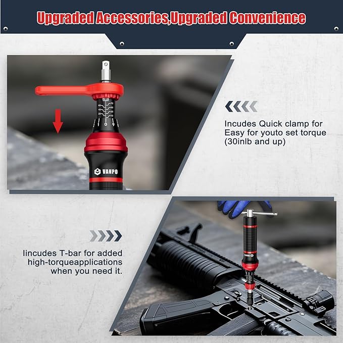 VANPO Torque Screwdriver, 10-70 in.lb, 24 Piece Inch Pound Torque Screwdriver Set with S2 Bits & T-bar Handle, 1/4??Drive Torque Wrench Screwdriver Set for Electronics,Bike Repair and Mounting