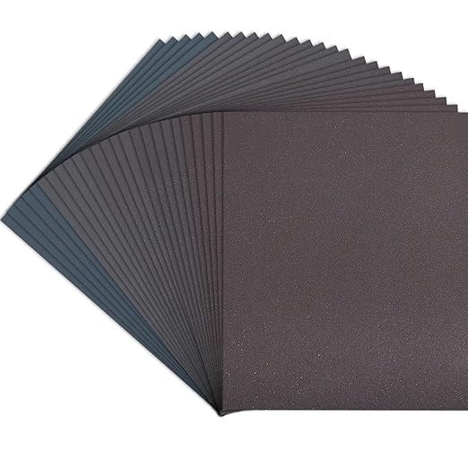 Premium Sandpaper Assortment 9" x 11" - 25 Pcs (with 5 of Each 600, 800, 1000, 2000, 3000 Grits) Silicon Carbide Wet Dry Sand Paper Sheets - Sanding Automotive, Woodworking Furniture, Metal Finishing