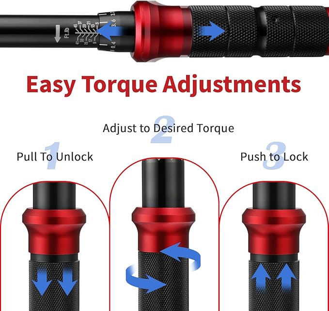 AEROFORCE 3/8-Inch Drive Torque Wrench竊?-45 lb.ft / 6.8-61.2 Nm),72 Tooth Dual Direction Reversible Ratchet, Dual Range Scales, Precision Calibrated for Bike, Motorcycle and Car Repair