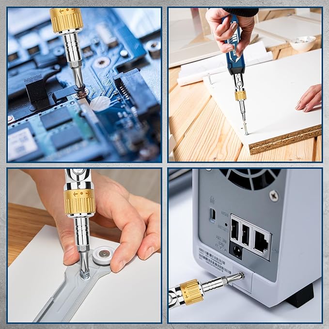 Ratcheting Screwdriver Set, 12-In-1multi Bit Screwdriver, Multi Screwdriver Tool All In One with Screwdriver Set Magnetic with Sockets & Bits for Home, Auto, Diy Repair