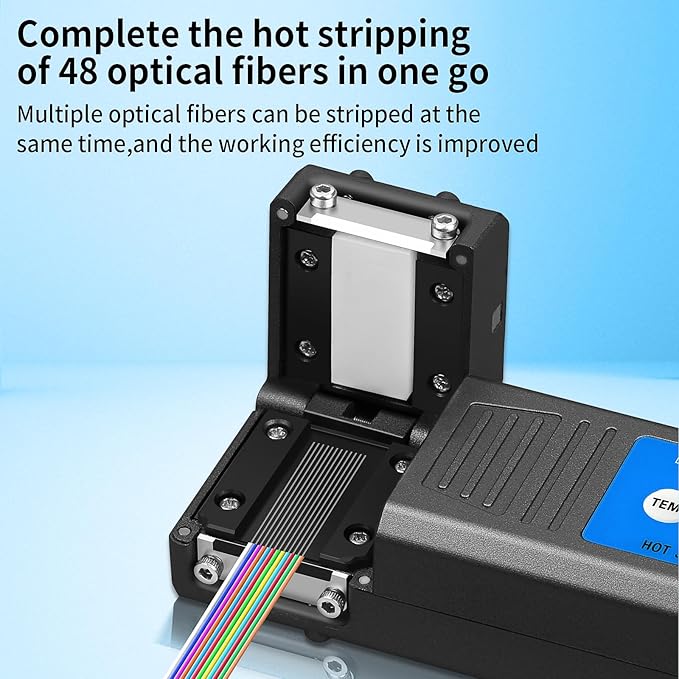 M8 Fiber Optical Thermal Stripper Handheld Horizontal Thermal Stripper Suitable for Bundled/Bare Fiber/Strip Fiber 1-48 Core Fiber Automatic Heating Stripping Tool