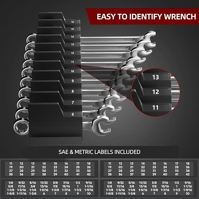 42-Tool Magnetic Wrench Organizer, Customizable Wrench Organizer Set for Tool Box, Wrench Holder for Tool Drawer Storage