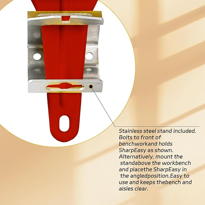 Stainless Steel Knife Sharpener Tool with Bracket, Maintenance Sharpening Tool for Kitchen Abattoirs Knives Helps Repair Sharpens (Red)