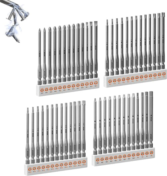 52Pieces Fixedge Screwdriver bit set, 4 inches Magnetic Alloy Steel Phillips/Slotted/Square/Torx/Hex/Security Torx Insert Power Bits Tips with Storage Organizer for Home Repair