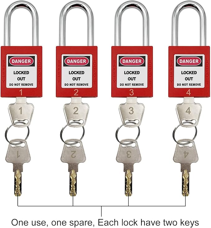 Lockout Tagout Kit Electrical Loto - Clamp-On Circuit Breaker Lockout, Group Lockout Hasps, Lockout Tag, Universal Multi- Pole Breaker with Pocket Bag (Bigger Red Kit)