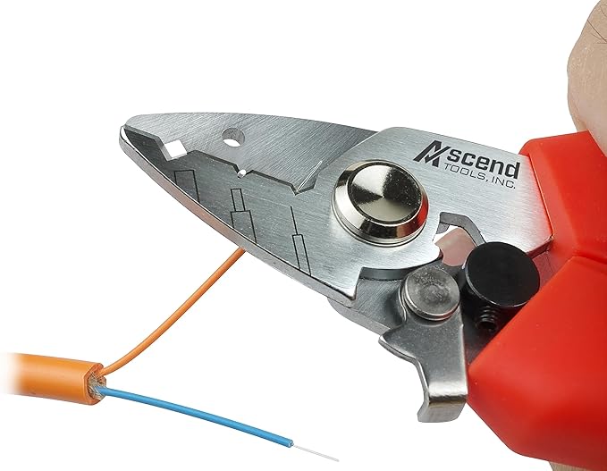 Ascend Tools 5.5 inch Three Hole Fiber Optic Stripper for Cable Splicing, Cable Preparation, Stripping Jacket, Buffer and Cladding from Fiber Core