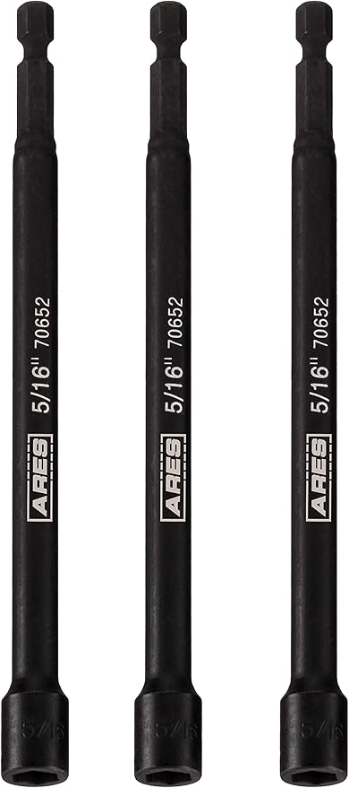 ARES 27009-3-Piece 5/16-Inch Magnetic Impact Nut Driver Bit Set - 6-Inch Length - Impact Grade Nut Setters with Industrial Strength Magnets