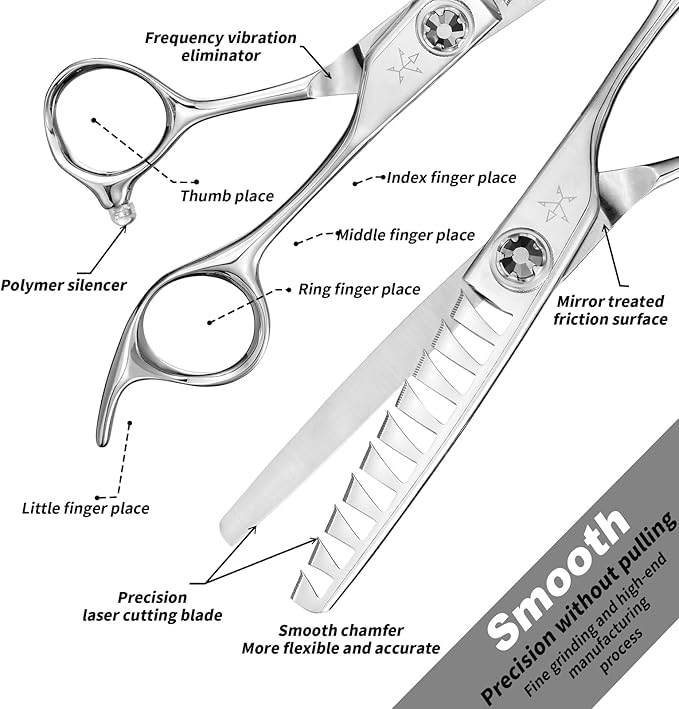 High-end Professional Hair Cut Thinning Scissors Hair Cutting Teeth Shears Barber Hairdressing Texturizing Scissor Extremely Very Sharp 6 Inch Stainless Steel Alloy For Men Women Salon& Home