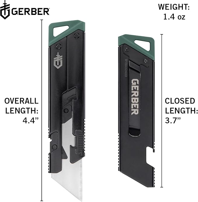 Gerber Gear EAB Utility Knife, Clips to Pocket or Keychain with Replaceable Razor Blade for Everyday Carry, EDC Gear with Box Cutter Retractable, Slim Black
