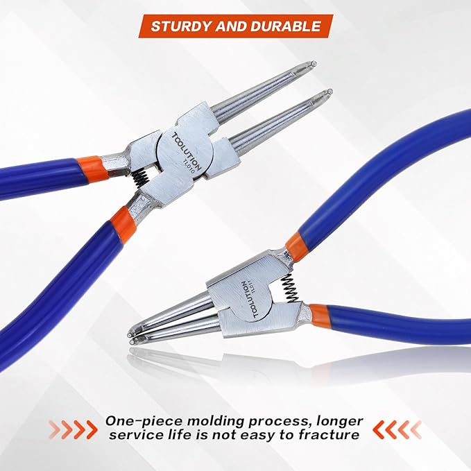 4-Piece Snap Ring Pliers Set ??Ni-Plated CR-V Steel, Straight & 90째 Bent Jaws, Internal/External Circlip Tool, 7" Precision Tips, PP Stack-able Case