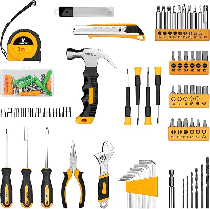DEKOPRO Tool Set竊숿ool Kit with 8V Cordless Drill,Tool Box with Drill,Hand Drill Set for Men & Women,Home Tool Kits for House Repair,Handyman,DIY 126 Piece