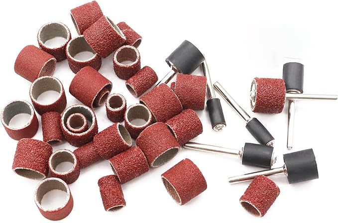 Sanding Drum Set for Dremel Rotary Tools-Includes 120 Aluminum Oxide Sanding Sleeves for Drum Sanders(120Grit) and 12 Drum Mandrels-Sanding Bits Tool Accessories with Box