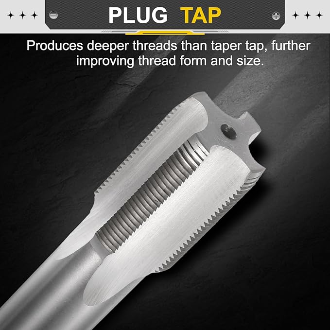uxcell Hand Plug Tap M23 x 1.25 H2 Metric Thread Plug Style Taps Straight Flute Screw Tapping Threading Tool High Speed Steel HSS6542