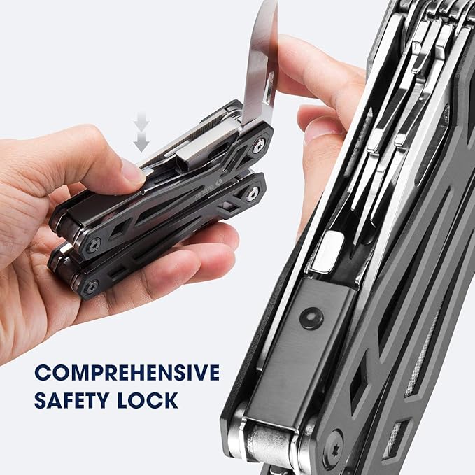 Christmas Gifts for Men Him Dad, BIBURY Multitool with Pocket Knife, 21-in-1 Stainless Steel Pliers with Screwdriver, Safety Locking Multi tools with EDC Knife for Survival, Camping, Fishing, Repair