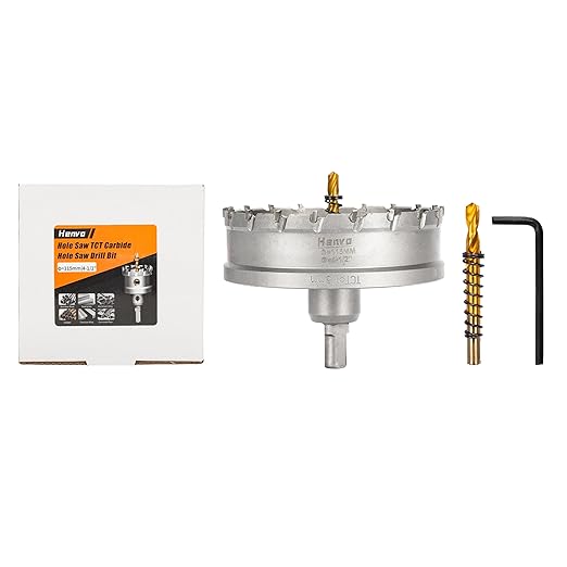 Hole Saw 4-1/2" (115mm) Heavy Duty Carbide with 2 Pilot Drill Bits - Metal Hole Cutter Cuts Stainless Steel, Iron, Copper, Brass, Plastic