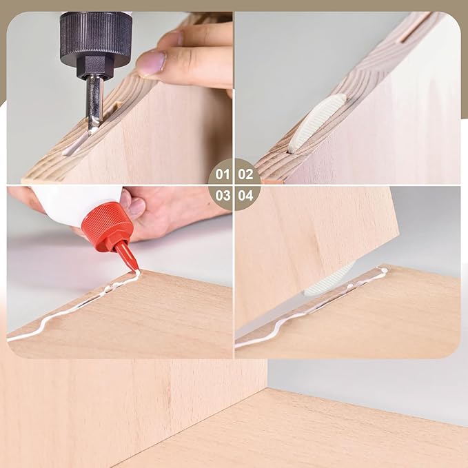 50 Pcs Biscuit Joiner Tool PVC Biscuits Plastic Self Clamping and Gripping Plates for Woodworking Composite Deck Fixed Door Frame Furniture Framing (Checked)