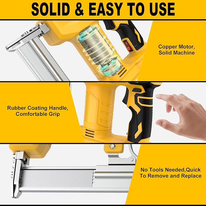 18 Gauge Cordless Brad Nailer for Dewalt 20V Battery (No Battery), 2-in-1 Battery Powered Nail Gun/Staple Gun with 2000 Nails for Wood Carpentry, DIY & Home Improvement