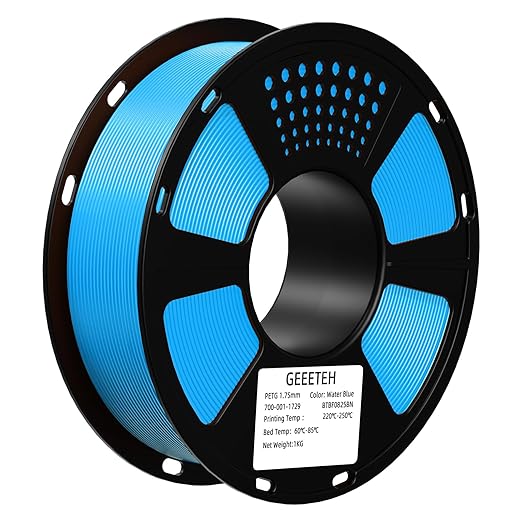 Geeetech PETG Filament 1.75mm, 1 KG (2.2lbs) Spool 3D Printer Filament, High-Toughness, 짹0.02mm Accuracy, Neatly Wound & Moistureproof, Non-Clogging Non-Stringing, Fits Most FDM Printers (Light Blue)