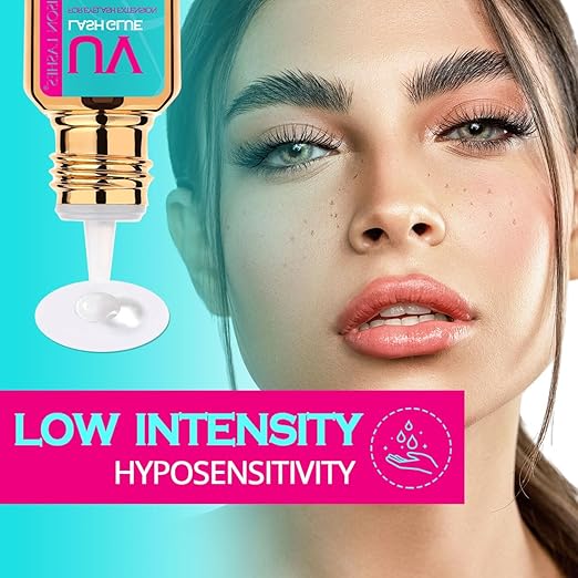 Eyelash Extension UV Eyelash Glue 1 Sec Quick Dry Strong Bond UV Lash Glue Adhesive Waterproof Safe No Irritation 75 Days Long Lasting for Professional Use Only(3ML)