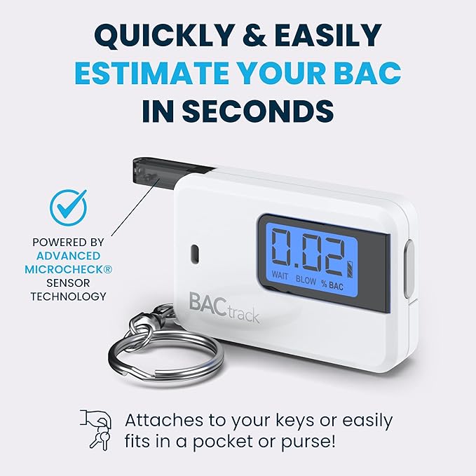 BACtrack Go Keychain Breathalyzer (White) | Ultra-Portable Pocket Keyring Alcohol Tester for Personal Use