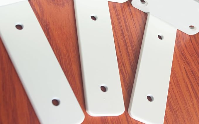4 Pack - 5 inch White Hidden L Shelf Bracket (1/5 Inch Thicked) Iron Floating Shelf Brackets Rustic Industrial Metal Brackets for Shelf Support