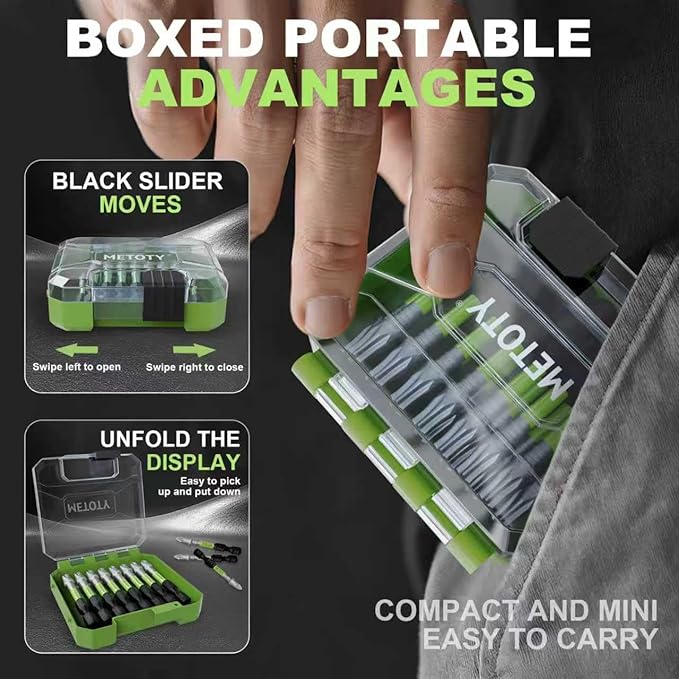 47PCS Impact Torx Screwdriver Bits Set Magnetic (T20/T25/T30) S2 Steel Multi-Star Driver Bits with Green Storage Box