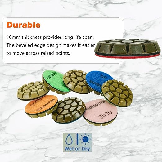3 inch *10mm Concrete Polishing Pads,Grit 100 Set of 3, Diamond Polishing Puck,for Concrete Cement Rerrazzo Marble Granite Floor,Grit 100
