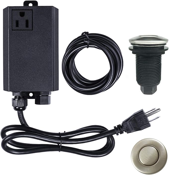 Garbage Disposal Air Switch Kit Sink Top Waste Disposal Stainless Steel Brushed Nickel On/Off Air Button Food and Waste Disposals Part by Etoolcity