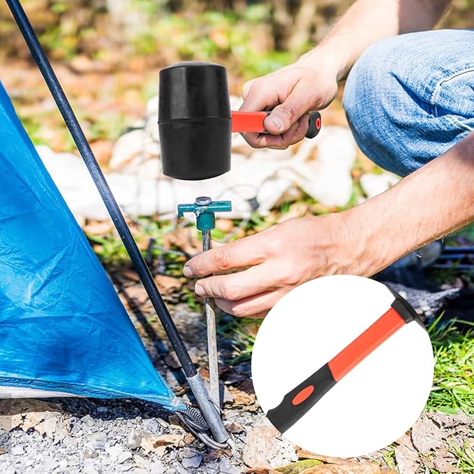 4 PCS Rubber Mallet Hammer, 16 oz Durable Rubber Hammer for Flooring Installation, Camping, Woodwork, and Tent Stakes