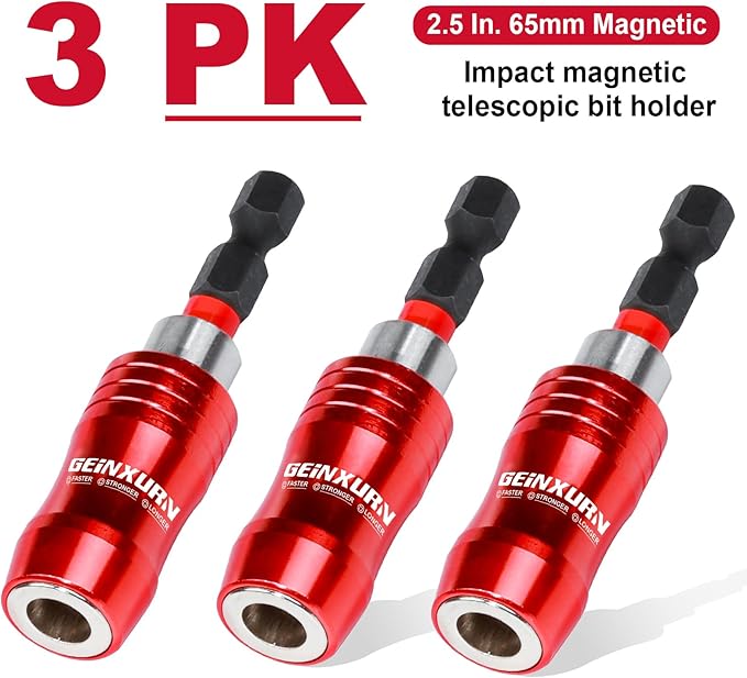 2.5 Inches Impact Screwdriver Bit Holders, 3 PC Magnetic Extension Quick-Change Socket Drill Bit Holder Hex Shank Quick Release Drill Bit Guide