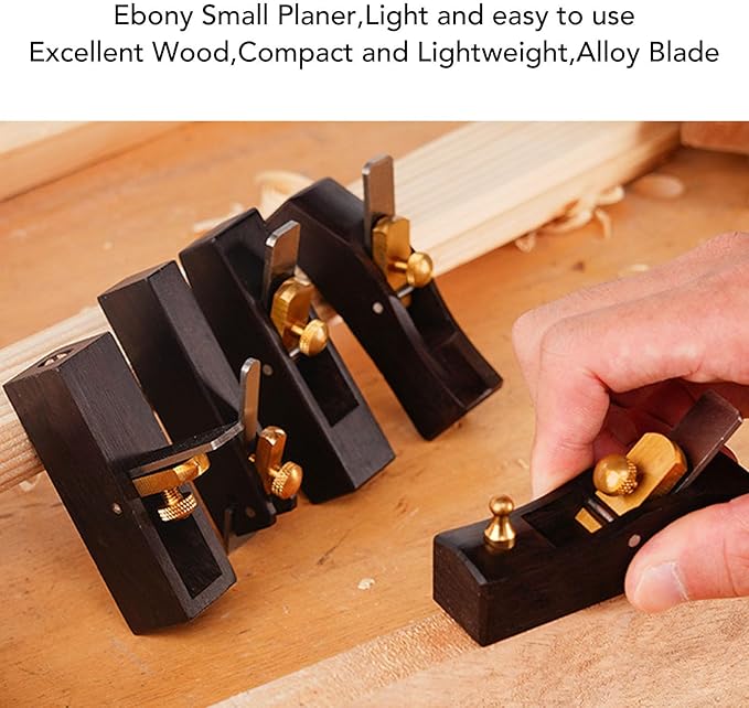 Wood Plane, 2.95x0.55in Small Hand Plane, Ebony Small Trimming Planer, Flat Bottom Hand Planing Tool for Carpenter Trimming, Chamfering, Planing, DIY Wood Cutting