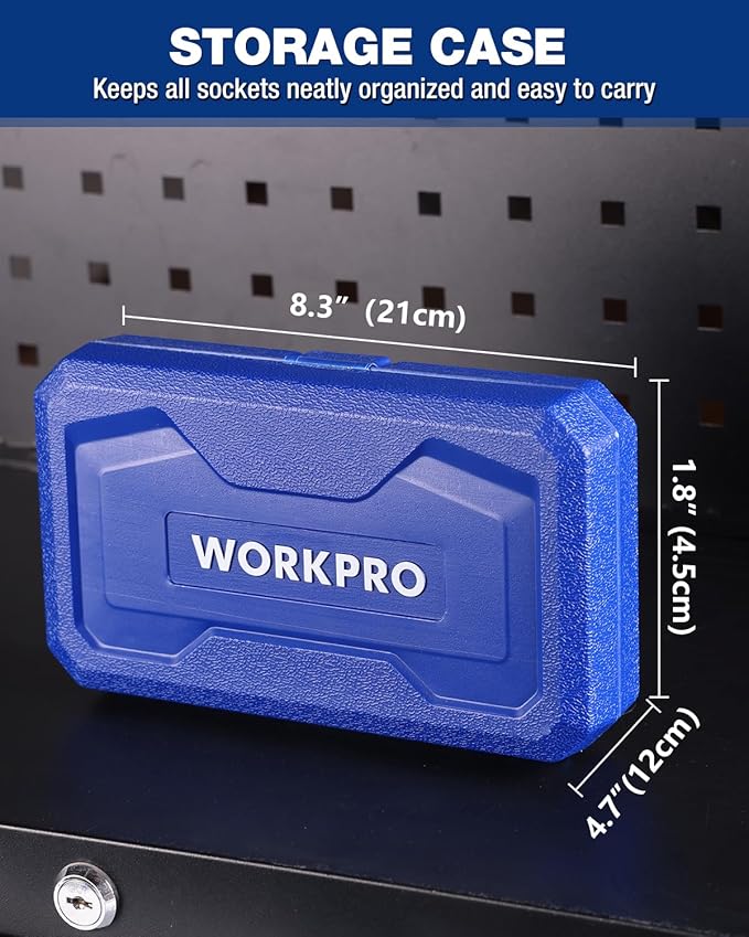 WORKPRO 17 PCS E-Torx Socket Set, Premium CR-V Female Star Sockets E4?밇24, 1/4", 3/8", 1/2" Drive, Precision Inverted Torx Socket with Storage Case for Auto, Engine, and Mechanical Repair
