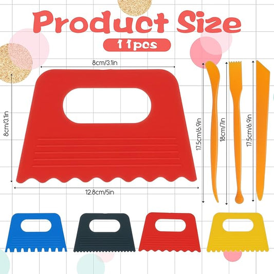 8PCS Plastic Paint Scraper Tool with 3PCS Scrapers, Paint Scrapers DIY Graffiti Oil Painting and Drawing Play Textured Art Supplies Tools for Plaster Arts for Texture Art on Canvas Pottery