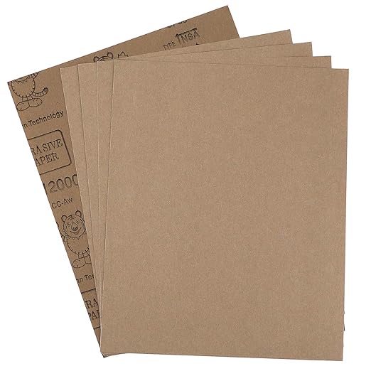 9x11 inch 5 Sheets Sandpaper, Wet or Dry 12000 High Grit Extra Fine Sand Paper, Silicon Carbide Waterproof Abrasive Pads for Automotive Sanding, Wood Turing Finishing, Metal Furniture Polishing
