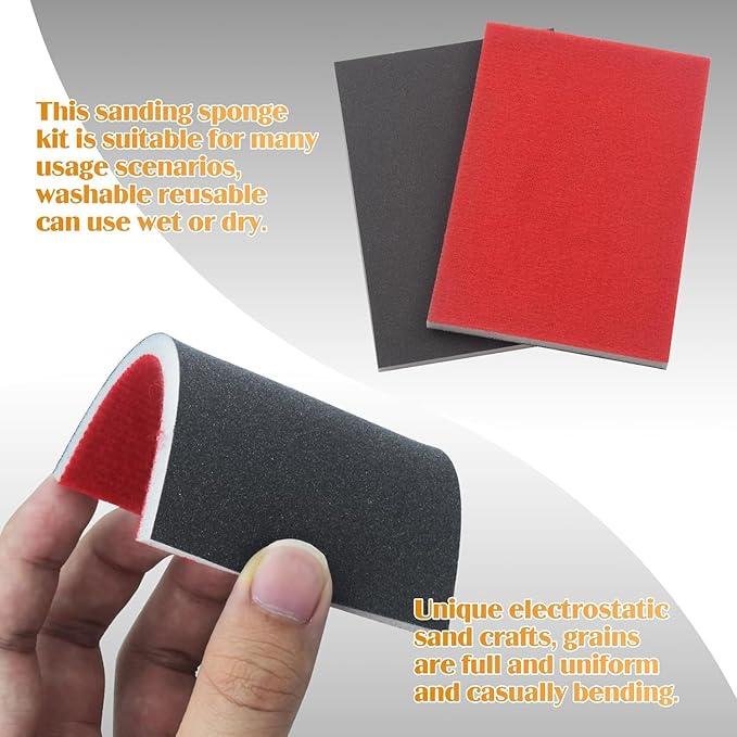 20 Pcs 600 Grit Sanding Sponge, Wet Dry Sanding Block Sandpaper Sponge, Soft Foam Sand Block Washable & Reusable Sanding Pads for Metal Wood Drywall Polishing