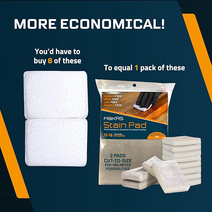M훮KRS Stain Pad, Cut-to-Size Staining Pads, 2-Pack, Lint, Snag, Streak-Free Applicator, Micro Brush Material, Wood Stains and Oil Based Finishes, Easy to Use with Consistent Application