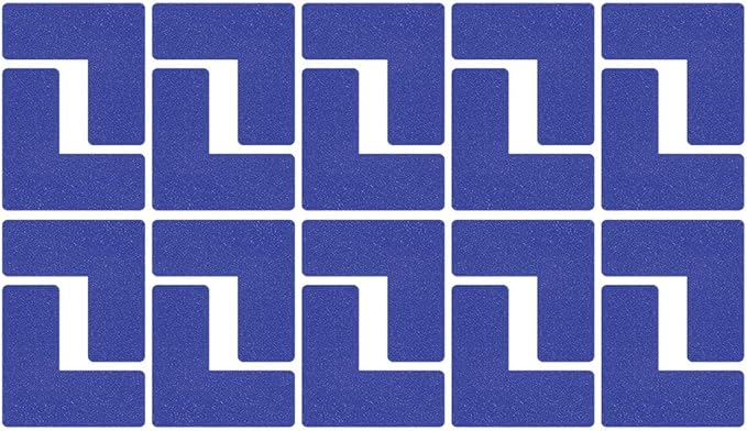 Beiyier 100 Pack 5s Location Marking Corner, 2x2x0.8 Inch L Shaped Graphical Floor Marker for Office Desk Table Top, Warehouse Floor (Blue)