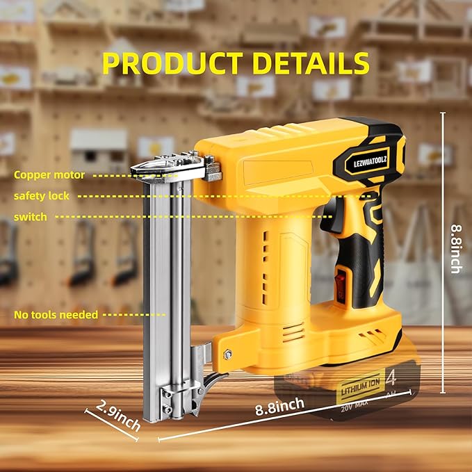 18GA Cordless Brad Nailer Compatible with Dewalt 20V MAX Battery, 5/8 to 1-1/4 Inch, 2 in 1 Brushless 18 Gauge Cordless Nail Gun with 2000pcs Nails/Staples for Wood Carpentry(Tools Only)