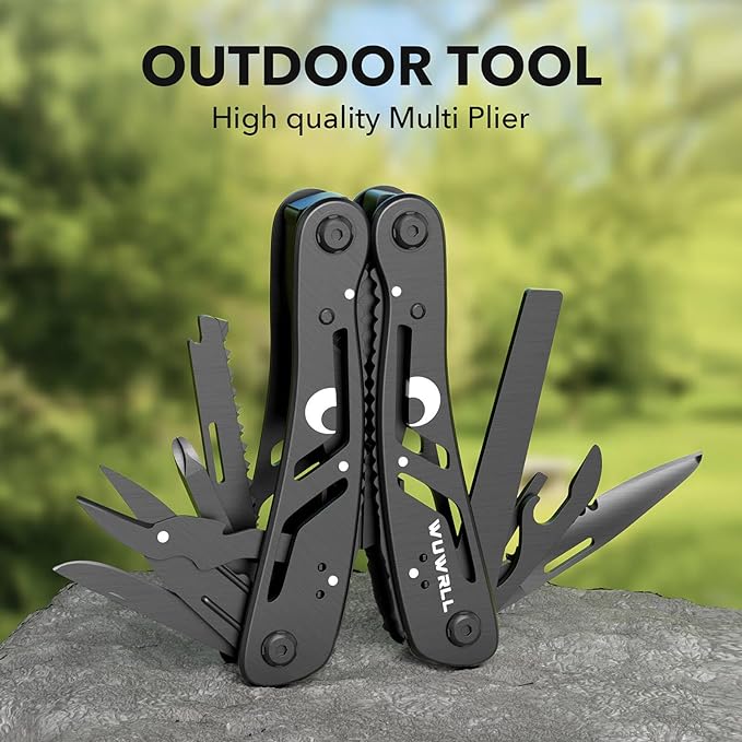 26-in-1 Multitool竊똏rofessional Stainless Steel Multi Tools 竊똌ultitool Pliers Pliers Pocket Knife with Heavy Duty Screwdriver Sleeve, Replaceable Bits Multitools for Outdoor, (black)