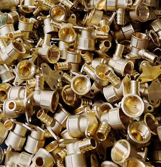 50-Pack EFIELD Barb Crimp Pex 1/2 Inch x 1/2 Inch Female NPT Drop-Ear Elbow Brass Fittings, ASTM F1807,(PEX1807260-50PCS)