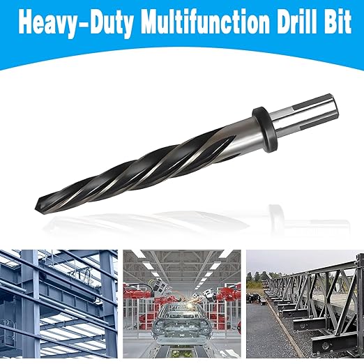 DKIBBITH 11/16" Bridge Construction Reamer Drill Bit, M2 HSS Taper Chucking Reamer for Steel Alloy Metal Wood Plastic, 1/2" Non-Slip Shank, 5-Spiral Flutes Car Reamer, to Align or Enlarge Holes, 17mm